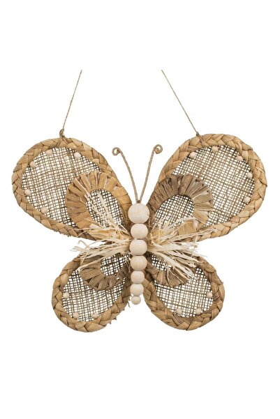 OEM Decoratiune de Perete Fluture cu Iuta Margele & Paie 29x22cm