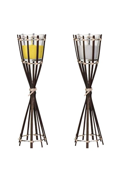 OEM Torta din Bambus cu Pahar din Sticla cu Lumanare Citronella Ø9x33cm