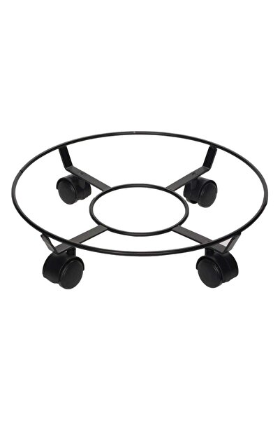 OEM Suport Ghiveci Flori Metalic Negru Rotund cu Roti Ø35x9.5cm