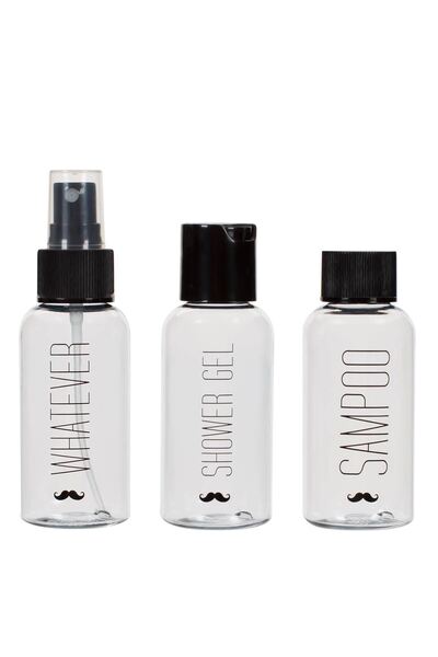 OEM Set of 3 Transparent Travel Bottles with Printed 80ml