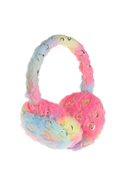 OEM Rainbow Gold Foil Hearts Faux Fur Earmuffs for Girls