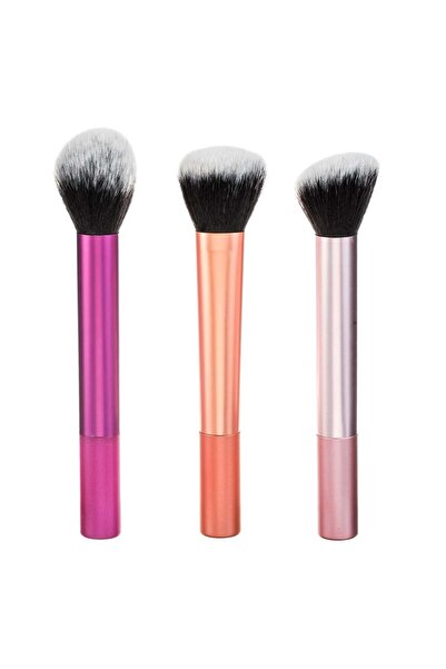 OEM Metallic Colors Makeup Brush Set for Foundation Powder & Blush 17cm - 3pcs