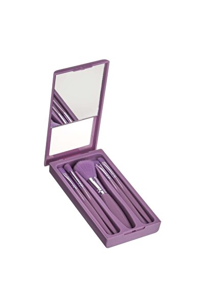 OEM Purple Makeup Brush Set in Box with Mirror 7x2.3x13.5cm - 6 pieces