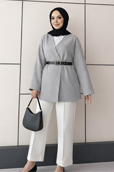Aysan Moda Bağlama Detaylı Rahat Kalıp Kaşmir Hırka/Ceket
