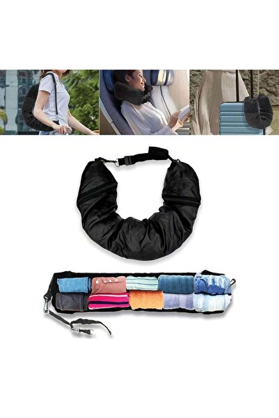 OEM Black Travel Pillow with 2 in 1 Storage - 75x17cm
