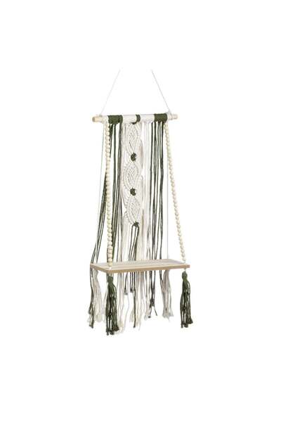 OEM Decoratiune Suspendabila Raft din Lemn cu Model Macrame 25x13x42cm