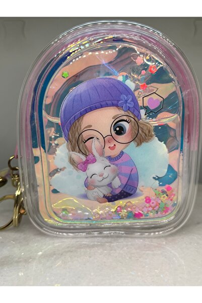 ZD JEWELRY Kız Çocuk Şeffaf Sulu Simli Pullu Hologram Baskı Renkli Cüzdan Çan...