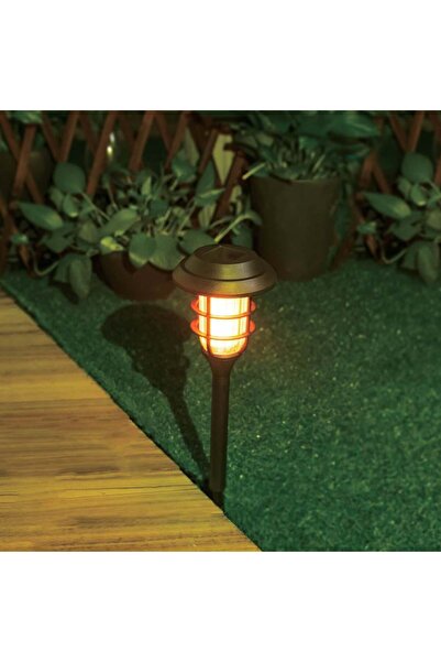 OEM Black Plastic Solar Lamp with LED Flame 33cm
