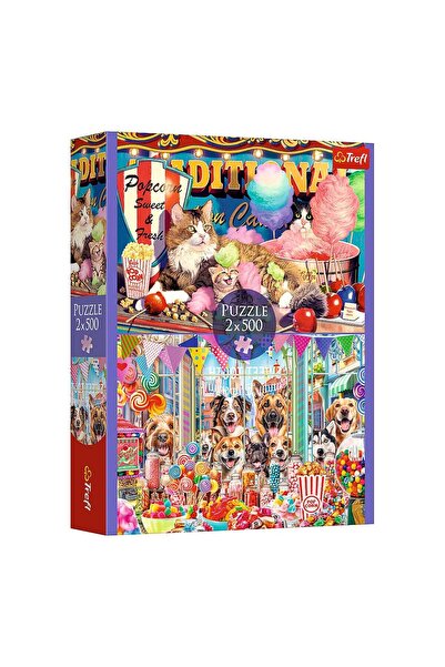 OEM Puzzle with 2 Images Dogs Cats with Sweets (2x500 pieces) - Trefl