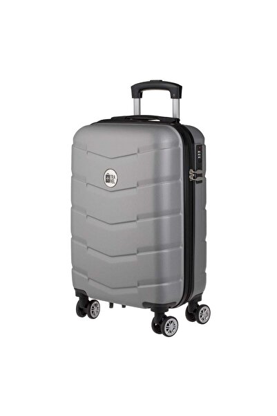 OEM Suitcase - Metallic Grey Trolley with Embossed Stripes 33L