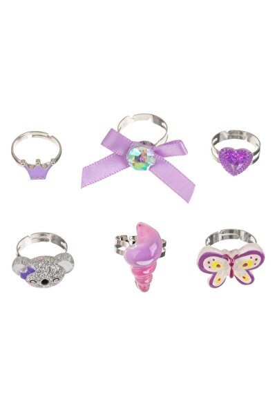 OEM Set of Rings with Lilac Figurines in a Box for Children - 6pcs