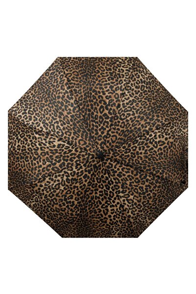 OEM Beige Manual Folding Rain Umbrella with Animal Print Pattern 25cm