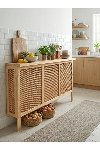 Sedefira Doğal Ahşap Petek Kaplama Dresuar, Radyatör Gizleyici, Dekoratif Pet...