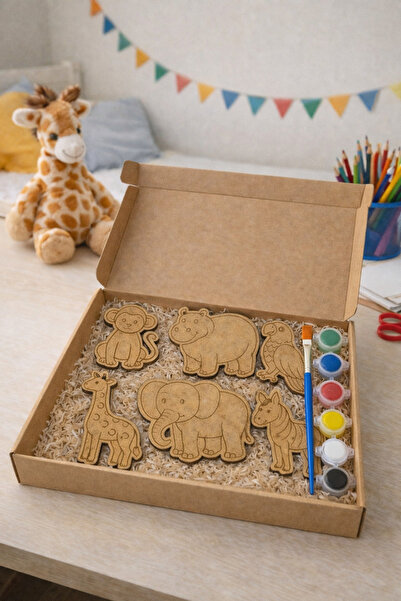 Reparix Design Çocuklar İçin Ahşap Hayvan Boyama Seti | Doğal Eğitici Oyuncak