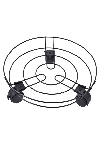 OEM Black Metallic Flower Pot Stand with Wheels Ø30x4cm