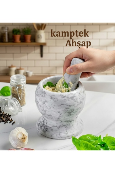 kamptek kamp teknolojisi Doğal Mermer Büyük Boy Profesyonel Şef Baharat ve Sa...