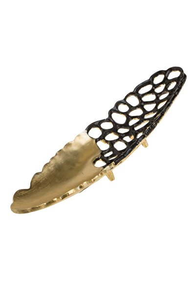 OEM Decorative Black Gold Plate with Perforated Pattern 41x12x5.5cm