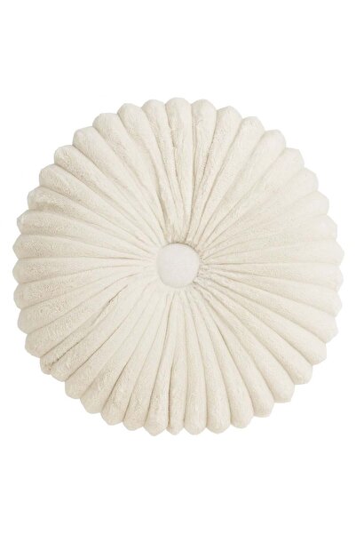 OEM Decorative Velvet Ecru Cushion with Buttons for Sofa Ø35cm