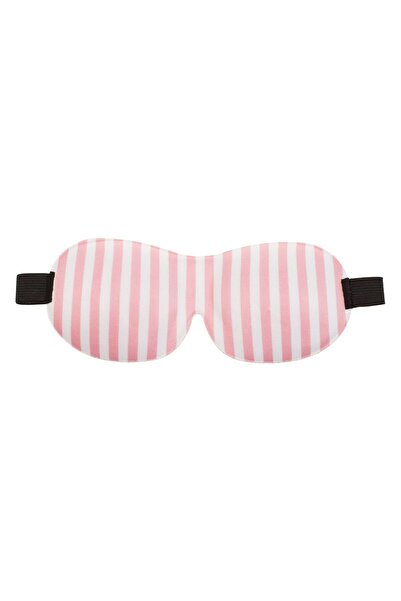 OEM Masca de Dormit Roz Satinata cu Dungi & Cup 21cm