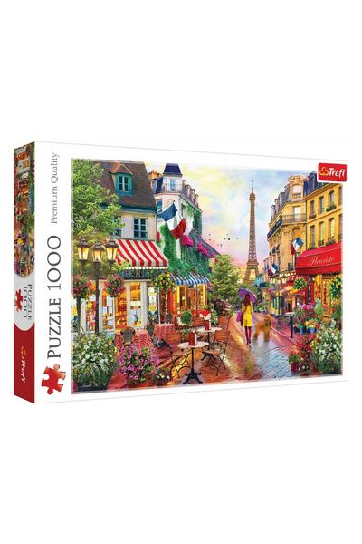 OEM Puzzle Paris Eiffel Tower Girl with Dog Bistro (1000 pieces) - Trefl