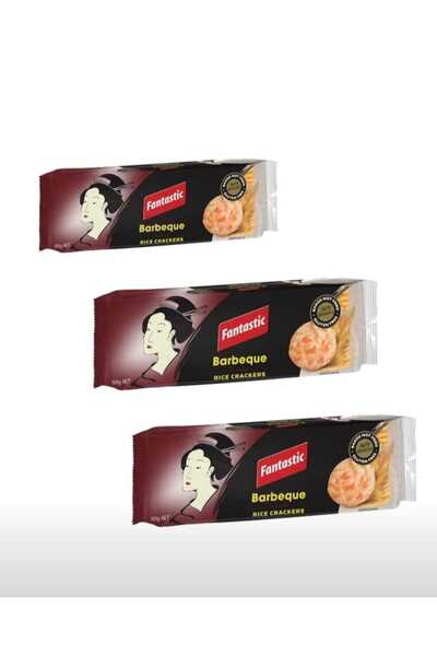 FANTASTIC Barbeque Flavor Rice Cracker, Gluten Free, 100 g * 3 packs