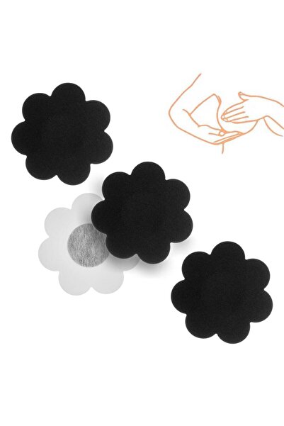 OEM Black Flowers Nipple Cover Patches - 3 pairs