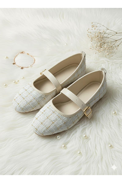 META TREND Kadın Krem Tüvit günlük şık babet ! Görseldeki aksesuarlar ürüne d...