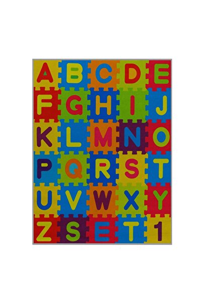 OEM Covoras Decorativ Dreptunghiular Colorat Model Puzzle cu Litere 120x90cm