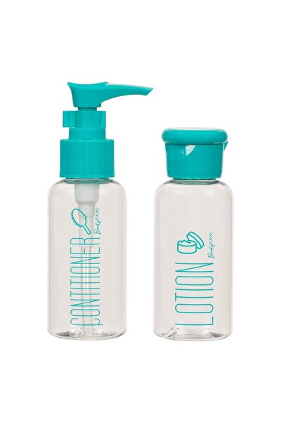 OEM Set of Transparent Travel Bottles with Green Lid 80ml - 2pcs
