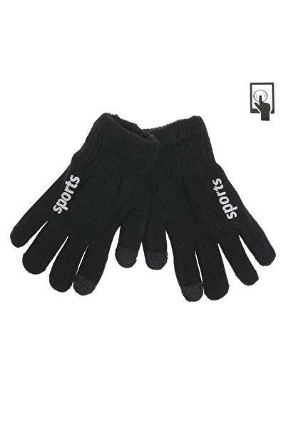 OEM Black Knitted "Sports" Touch Screen Gloves for Teenagers 9-14 Years Old -...