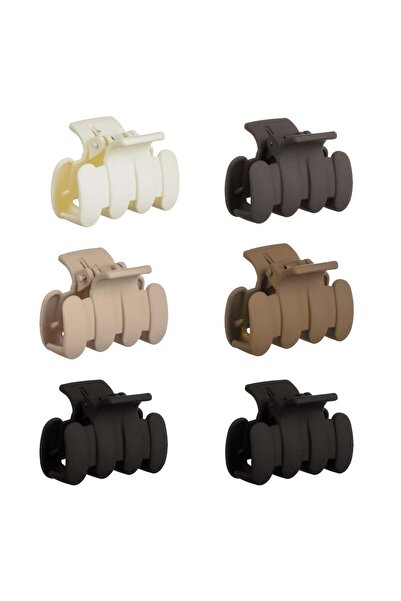 OEM Matte Brown Hair Clip Set for Women 4.5cm - 6pcs