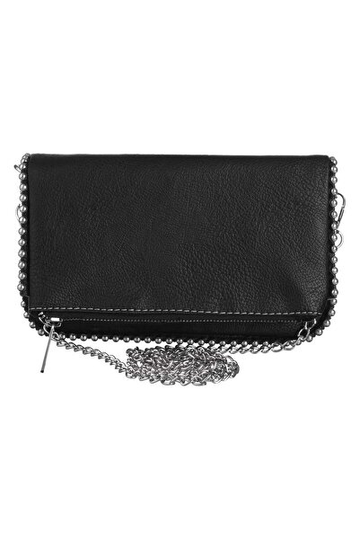 OEM Black Purse with Chain & Silver-Colored Clasps for Women 22x14cm