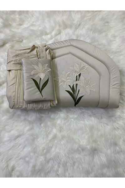 Nusuk طقم سجادة صلاة اسفنج تركي مطرز 2 سم مع شرشف قطن خامة درجة اولى لسنا الو...