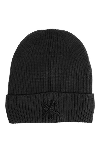 OEM Black Knitted Beanie with Fleece Lining & "NY" Print