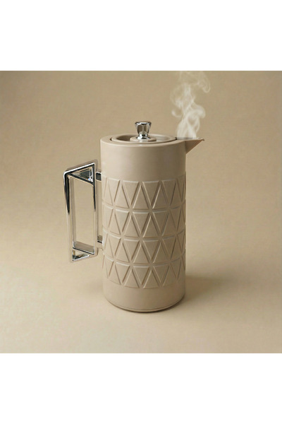 Generic Plastic Insulated Thermos Bottle – Beige & Silver Dual-Tone | Keeps H...