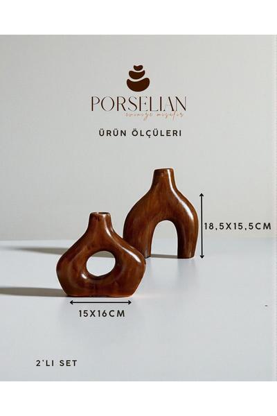 Porselian Set od 2 ručno izrađene betonske dekorativne vaze | Moderna minimal...