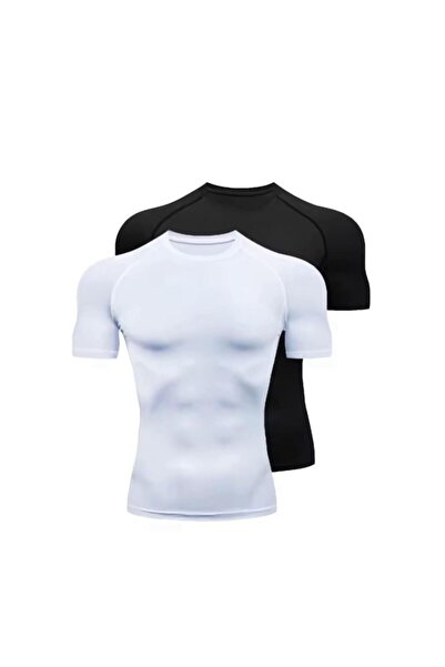 Gymhard Ανδρικό θερμικό αθλητικό μπλουζάκι με κοντό μανίκι συμπίεσης 2 τεμαχίων