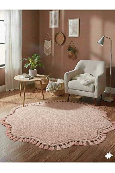 ALTUN CARPET MODERN PAPATYA PONPON SAÇAKLI PELÜŞ HALI KAYMAZ TABAN SOLON HALI...