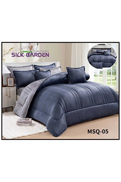 silk Double winter bedspread set consisting of 8 pieces, plain embossed, luxu...