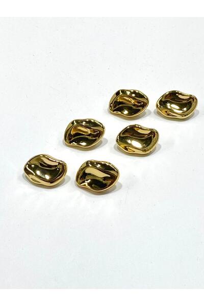 karantuhafiye Ellipse Model Metalized Button / 2 cm / Set of 6 / M2556