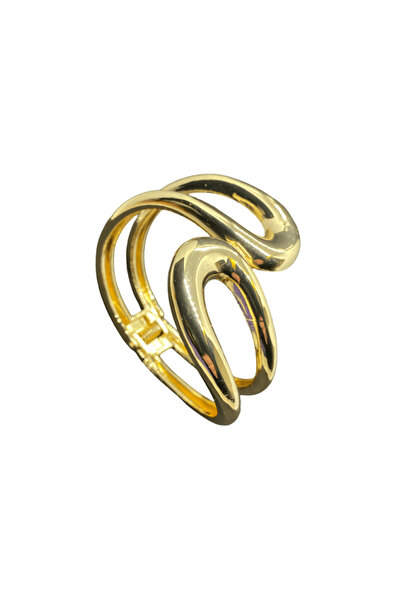 FM سوار نسائي قابل للفتح من الفولاذ 316L بلون ذهبي - مزيج مثالي من الأناقة وا...