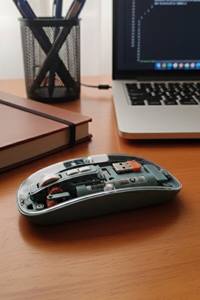 GLRTech Kablosuz mause şeffaf tasarım yeşil taban renk