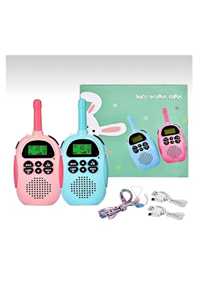 fortrek Pembe-Mavi 3 Km Menzilli ışıklı telsiz wireless walkie talkie çoçuk t...