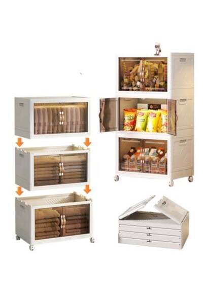 Ruya Dukkan Foldable Storage Closet Large Size with Wheels and Magnetic Lock ...