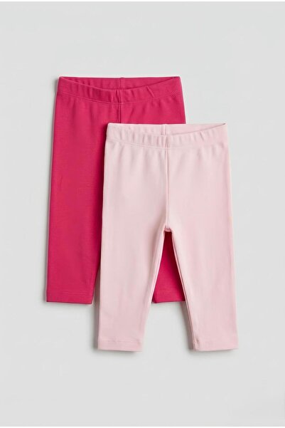 Çıtır Betüş Kids Kız Bebek 2'li Tayt Seti %100 Pamuk -Fuşya & Pembe
