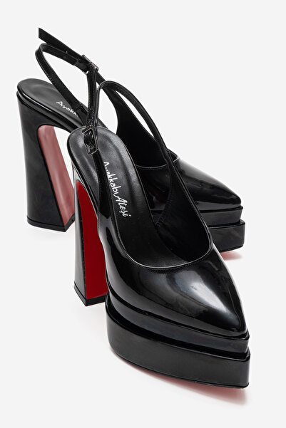 Ayakkabı Ateşi Women's Open Back Pointed Toe Double Platform High Heel Shoes ...