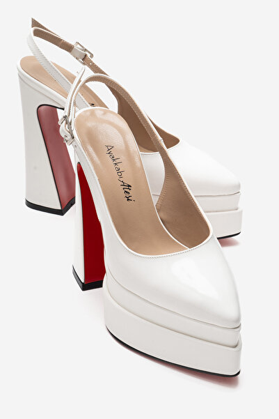 Ayakkabı Ateşi Women's Open Back Pointed Toe Double Platform High Heel Shoes ...