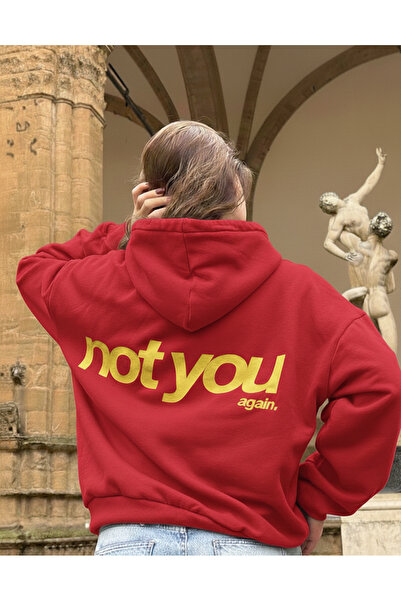 Mayer Butik Unisex Men/Women Not You Again Printed Cotton Oversized Hooded Sw...