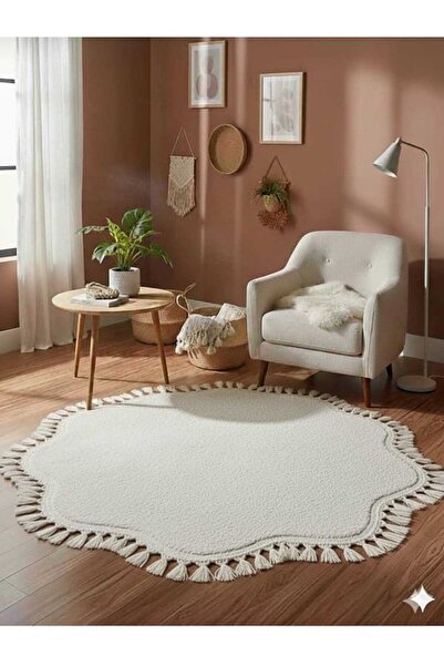 ALTUN CARPET MODERN PAPATYA PONPON SAÇAKLI PELÜŞ HALI KAYMAZ TABAN SOLON HALI...