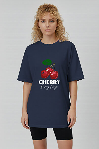 Let's Wear Cherry Patterned Regular Fit 100% Cotton T-Shirt
